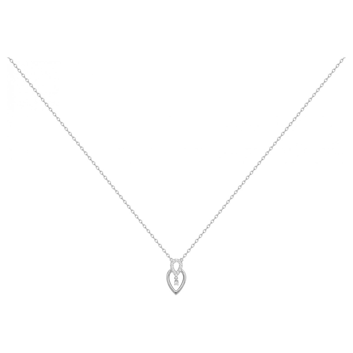 Collier mono-motif en Argent avec oxyde de zirconium blanc