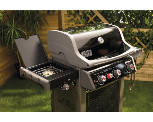 Weber Spirit E-330 Classic GBS gasbarbecue, grijs/zwart, 3 hoofdbranders van roestvrij staal (9,38 kW) + zijbrander, grilloppervlak van 60 x 45 cm, compatibel, inclusief gietijzeren GBS-grillrooster met sear-grill-inzetstuk en flavorizer bars.