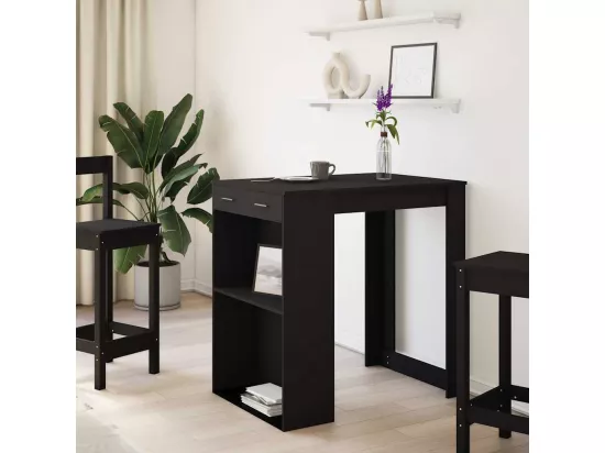 Table de bar noir 102x70x103,5 cm bois d'ingénierie