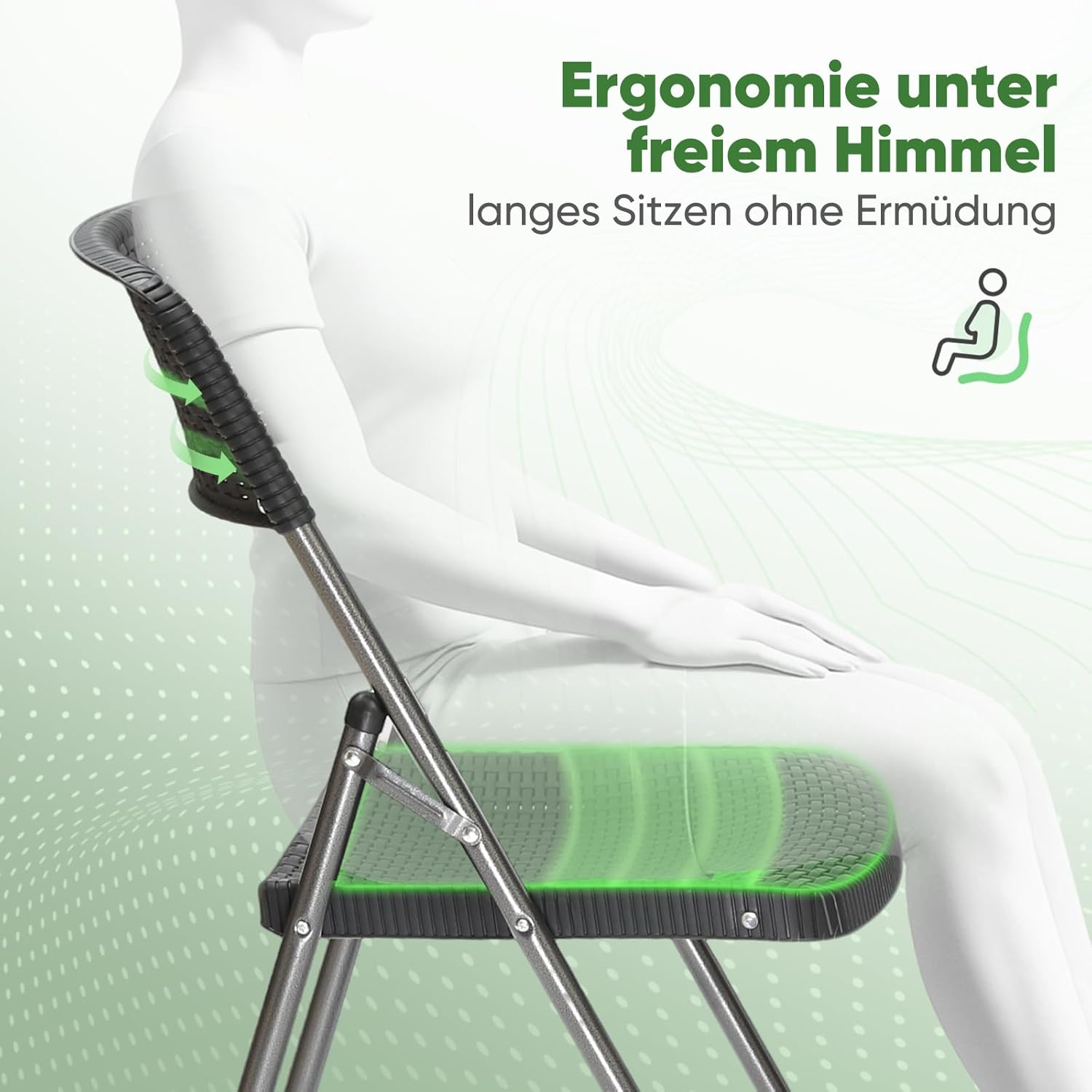 Sekey Gartengarnitur Set, Garten-Essgruppe 4 Personen, Balkonset Balkonmöbel Set 4 Stühle mit Tisch, Klappbar Gartentisch mit Stühlen Set Terrassenmöbel für Terrasse, Balkon, Bistro, Garten