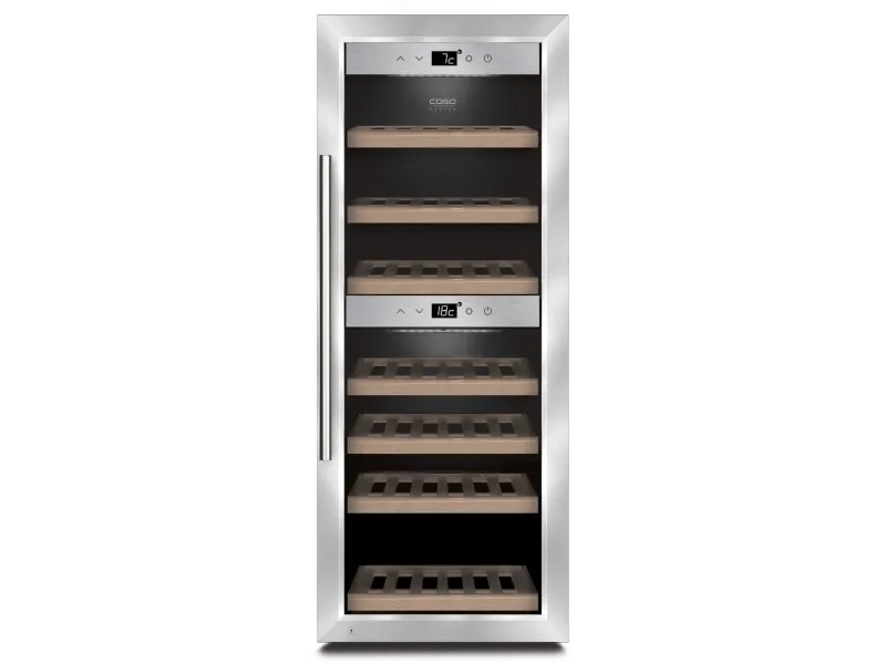 Caso WineComfort 38, Vin køleboks, Fritstående, 38 flaske(r), 60 W, G, Rustfrit stål