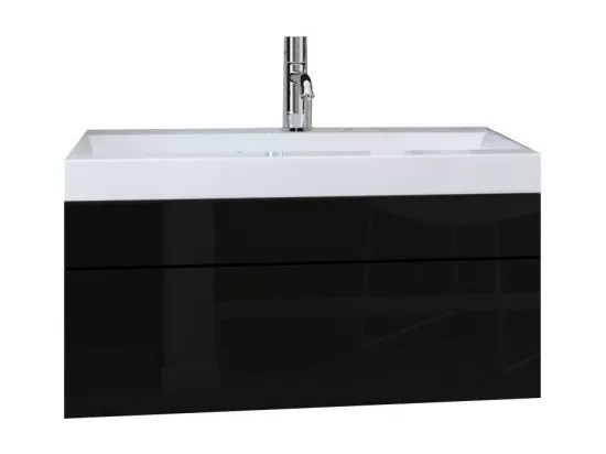Ensemble meubles de salle de bain collection RAVEN, coloris noir mat et brillant, avec miroir
