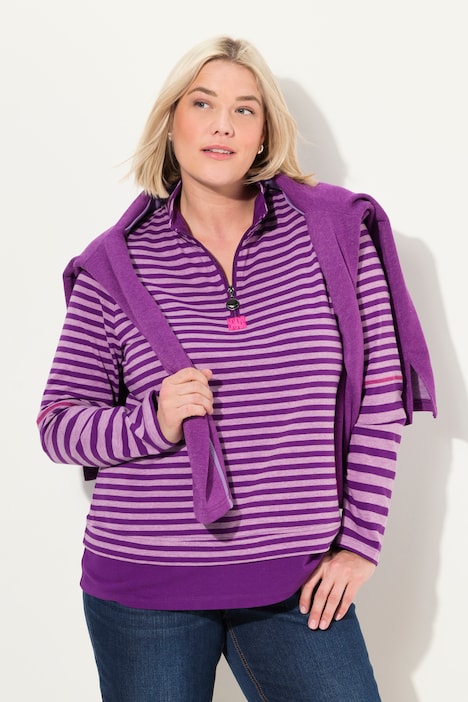 Shirt, Ringelmix, Classic, Troyerkragen, Langarm