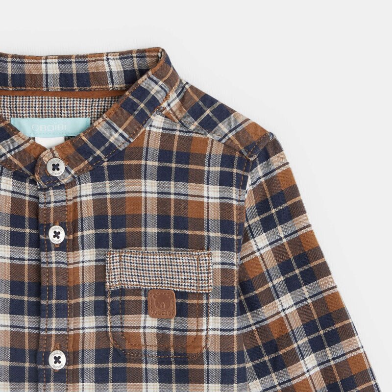 Chemise à carreaux doublée marron bébé garçon Marron