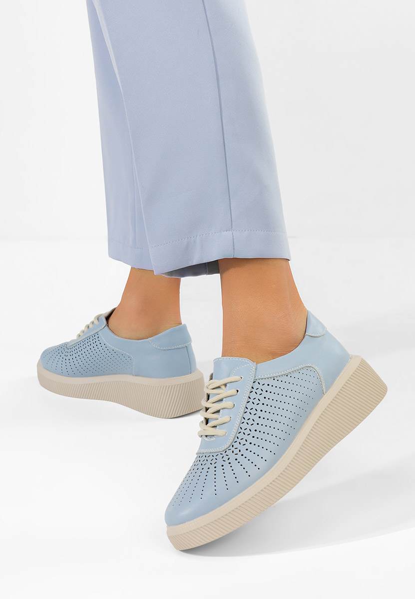 Baskets pour femme en cuir bleus Oleiana