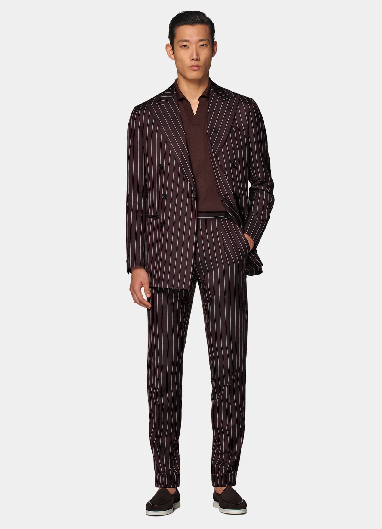 Costume Havana coupe Tailored bordeaux à rayures