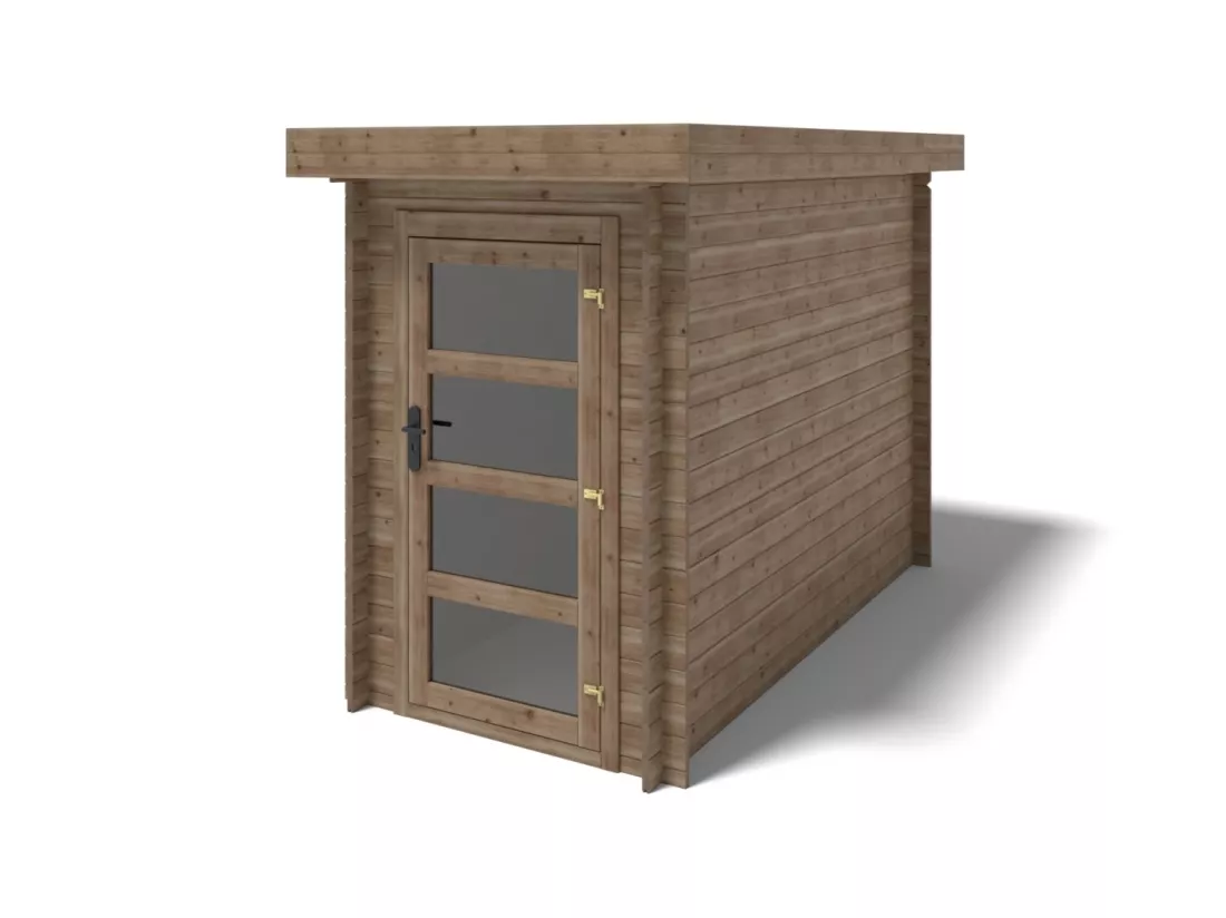 Abri de jardin en bois - 4,50m2 - 1,50x3m - Traité - Ep. 28mm - Couleur: marron - DOM698 - ALTANKA
