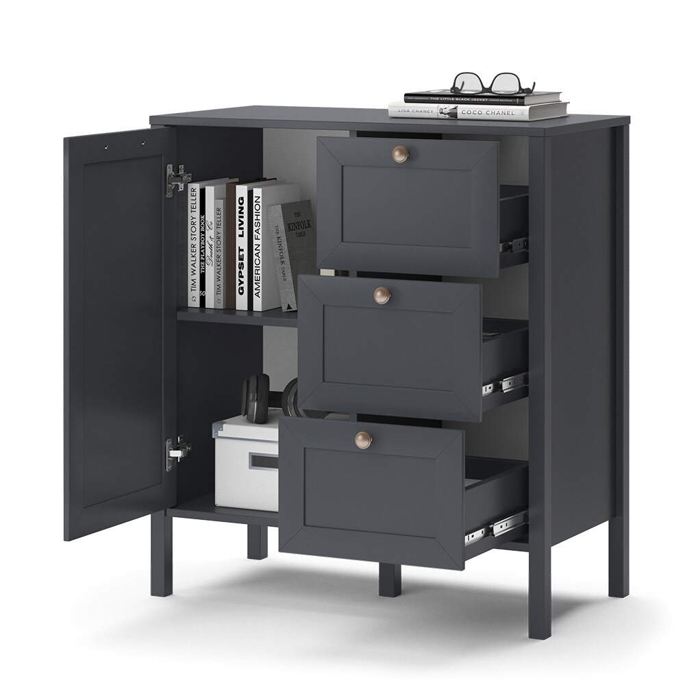 Vicco Kommode Wohnzimmerschrank Sideboard Ewan Anthrazit 80 cm Schublade Tür