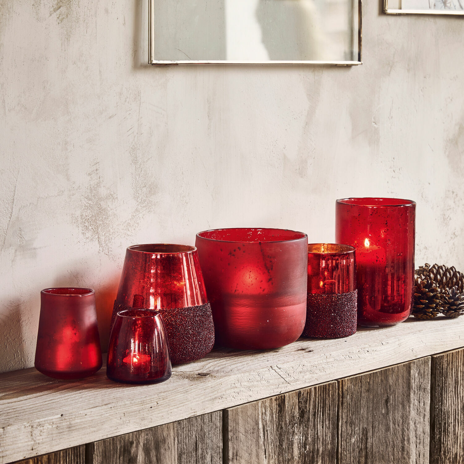 Windlicht 6er Set Paro rot