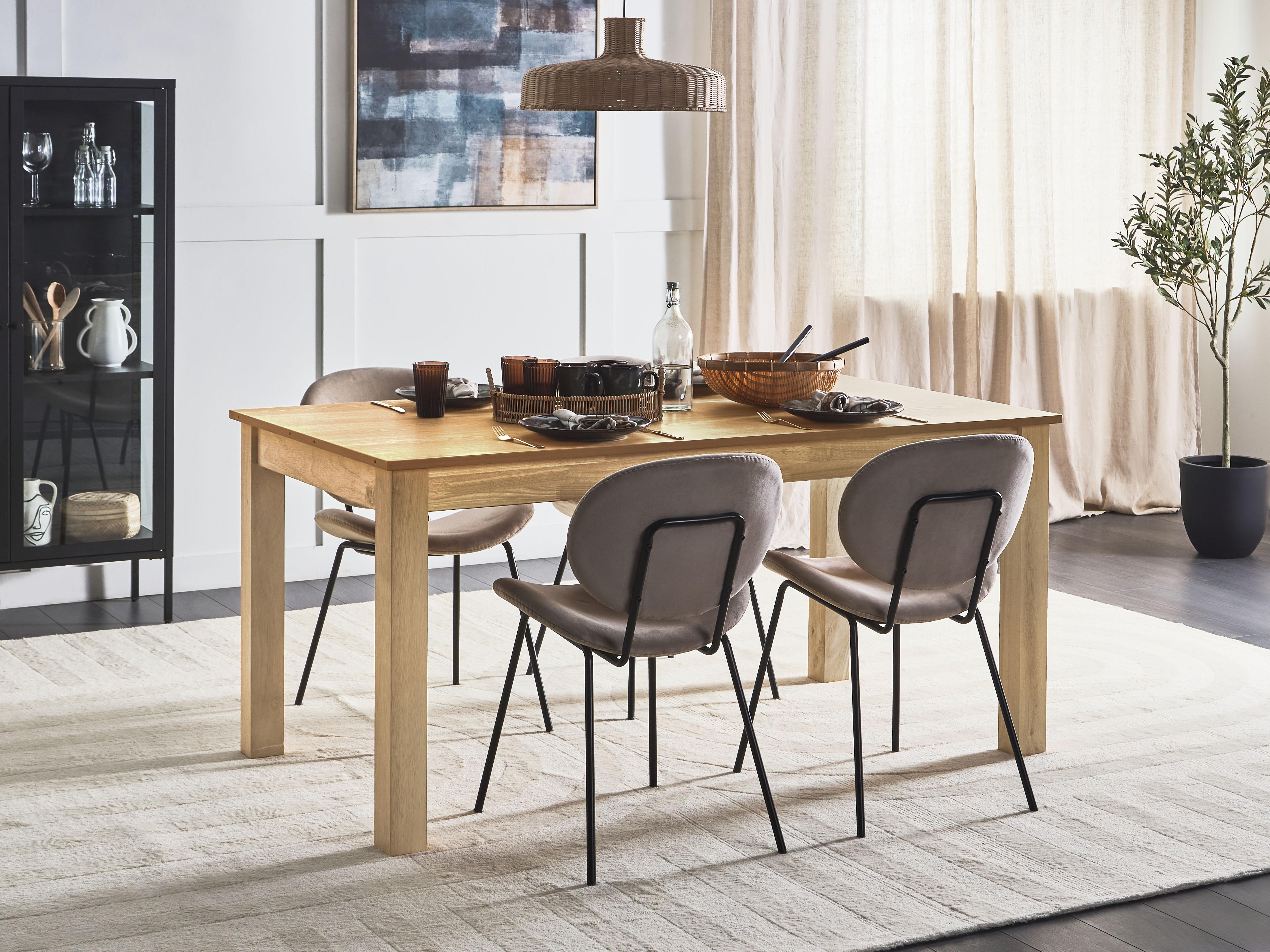 Eettafel uitschuifbaar MADURA Natuurlijk essenhout 90 cm 160/240 cm