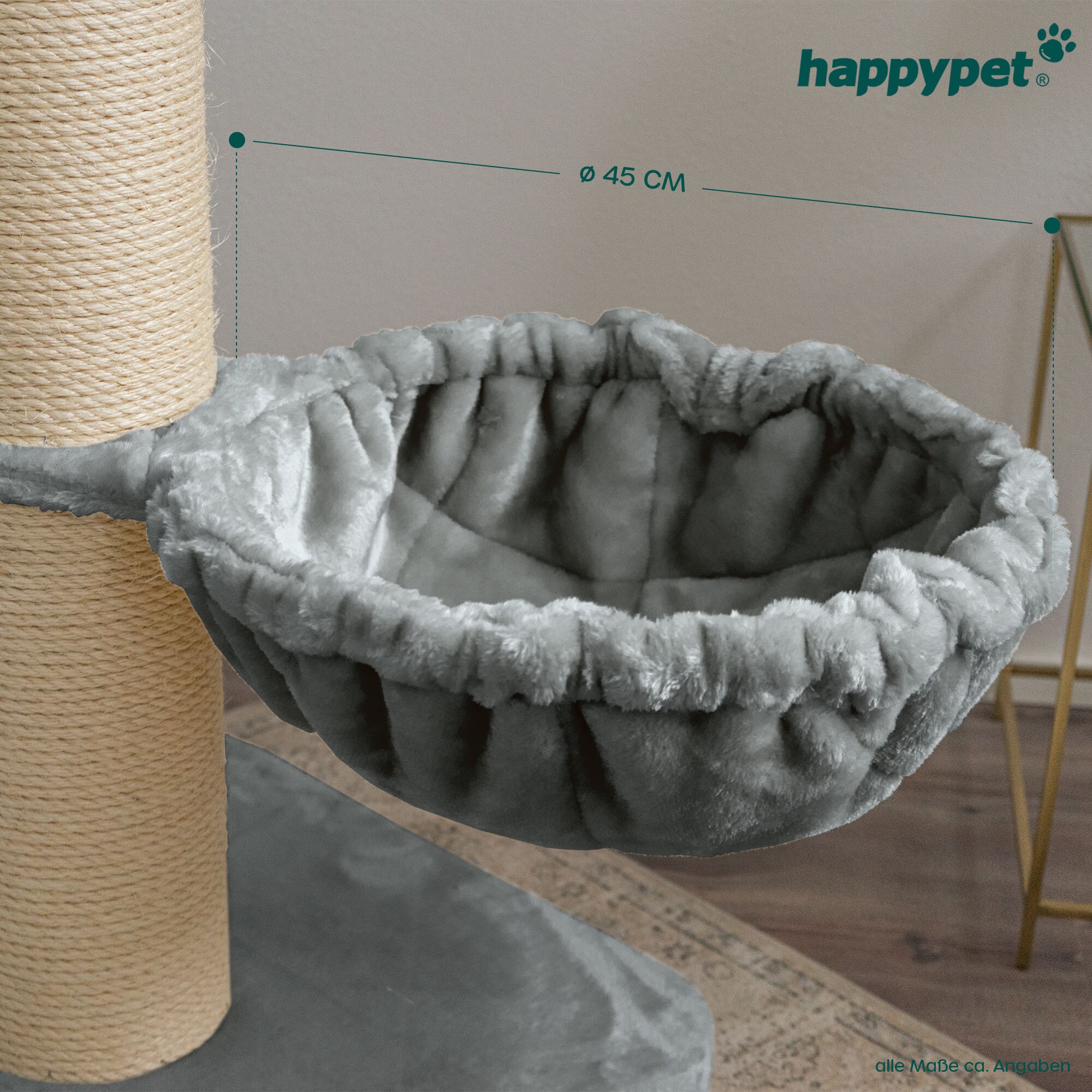 HAPPYPET Universal XXL Liegemulde für Kratzbaum Ø 45 cm, Grau | Grau