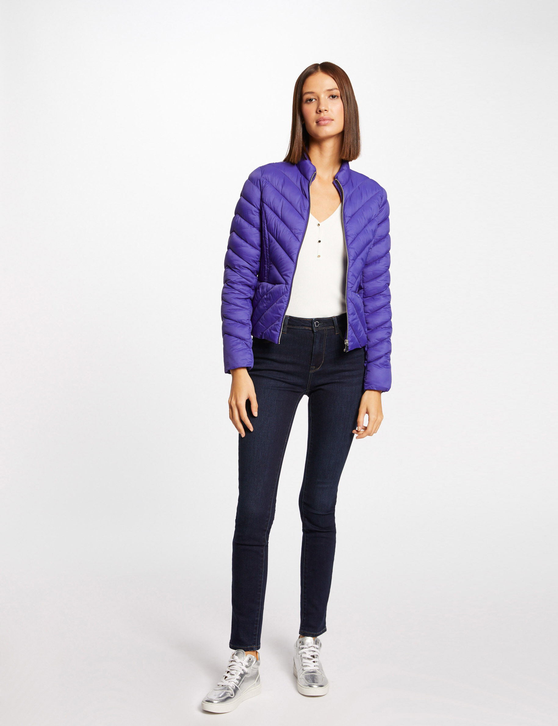 Doudoune droite zippée violet femme - violet