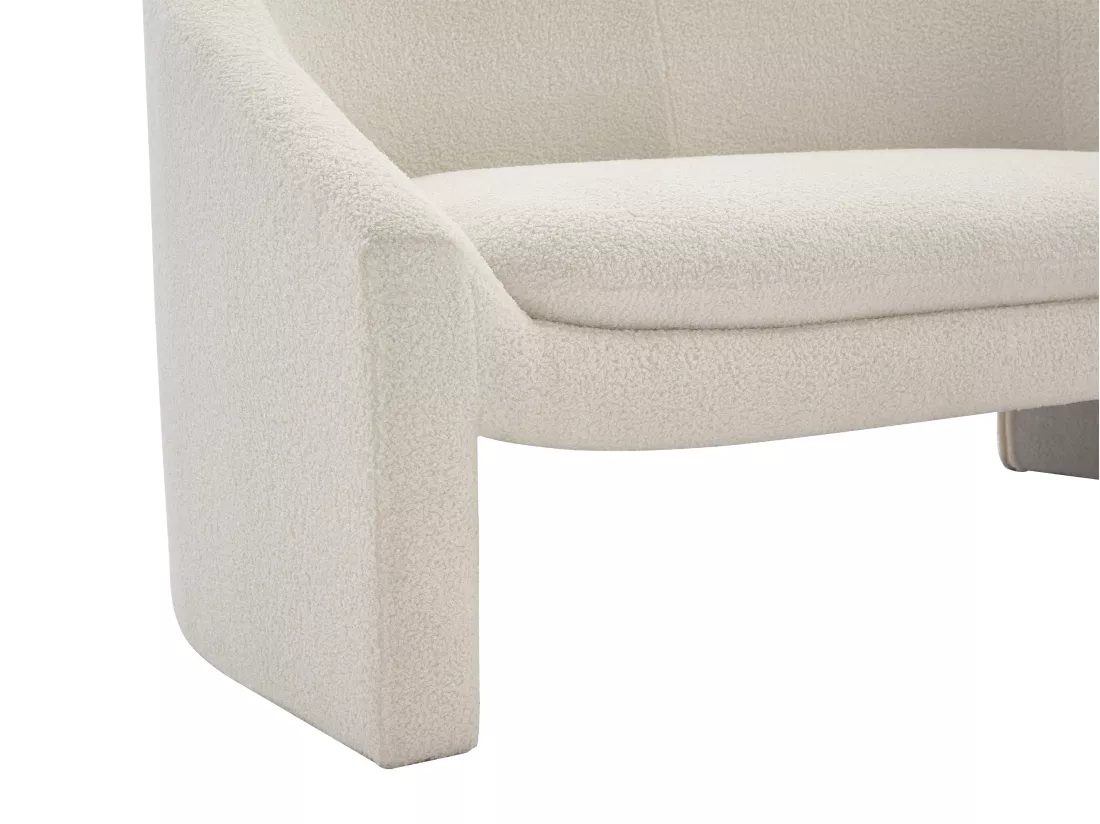 Canapé 2 places en tissu bouclette blanc OSSANA