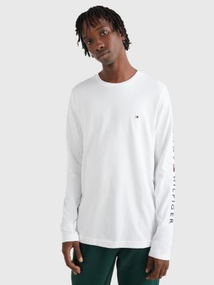 Camiseta de manga comprida com logo e corte justo