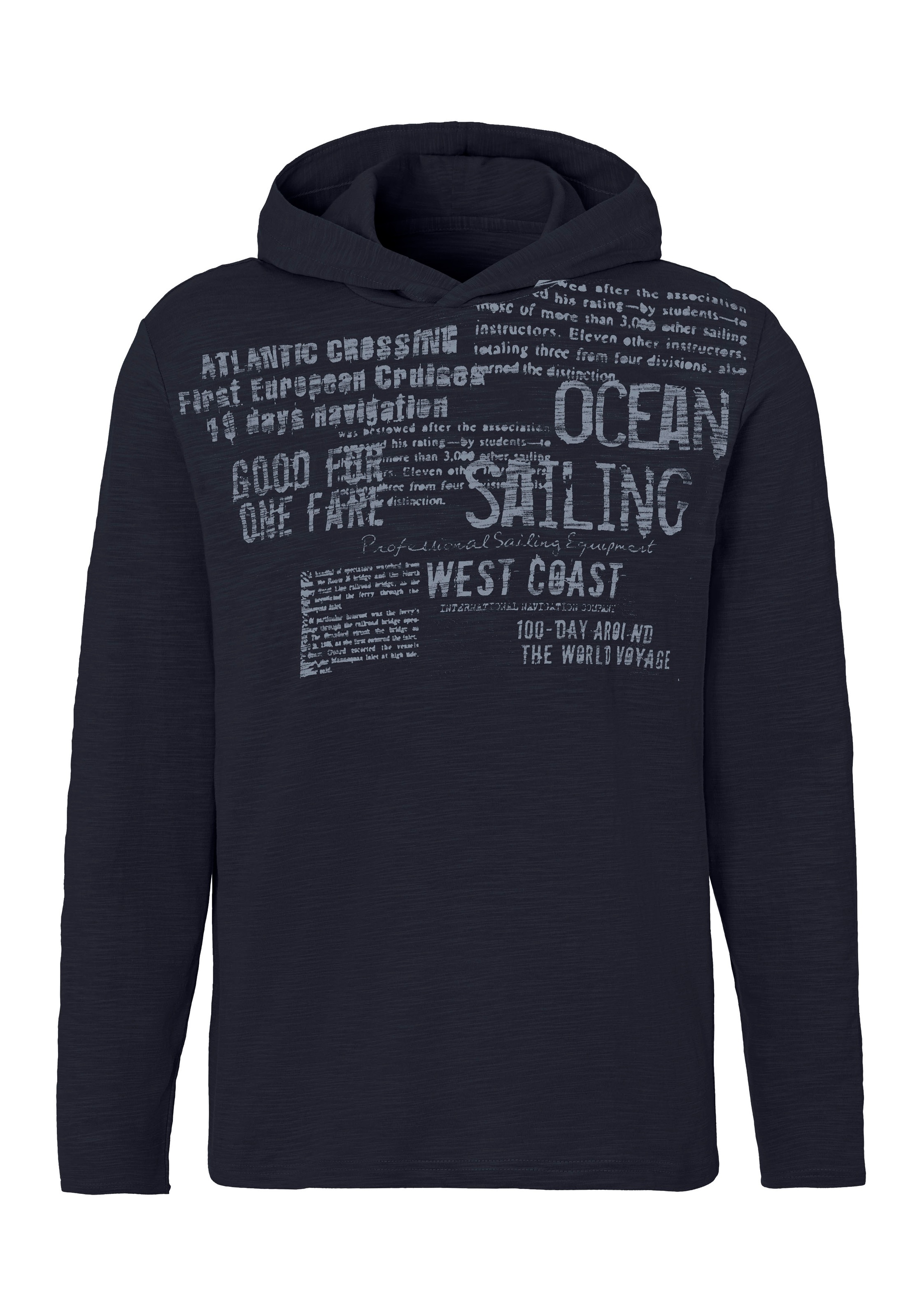 John Devin Kapuzenshirt , Langarmshirt bedruckt mit Kapuze aus strukturierter Baumwoll-Qualität