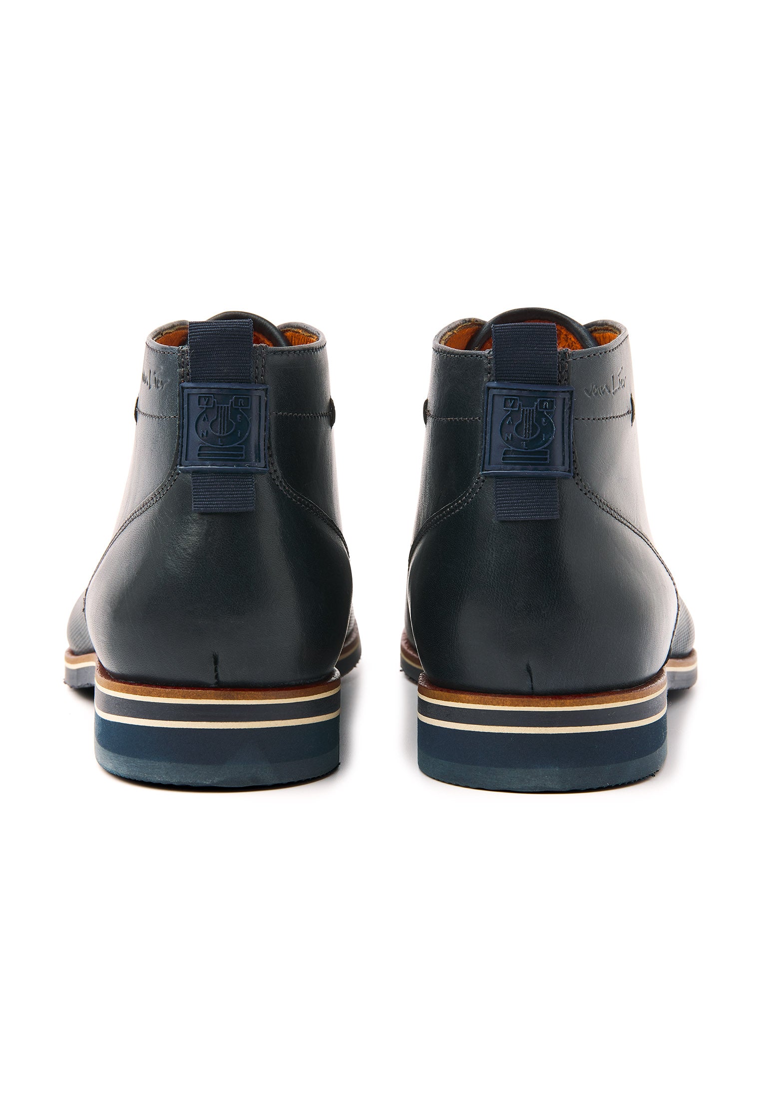 Navy gladleren Sabinus halfhoge veterschoen