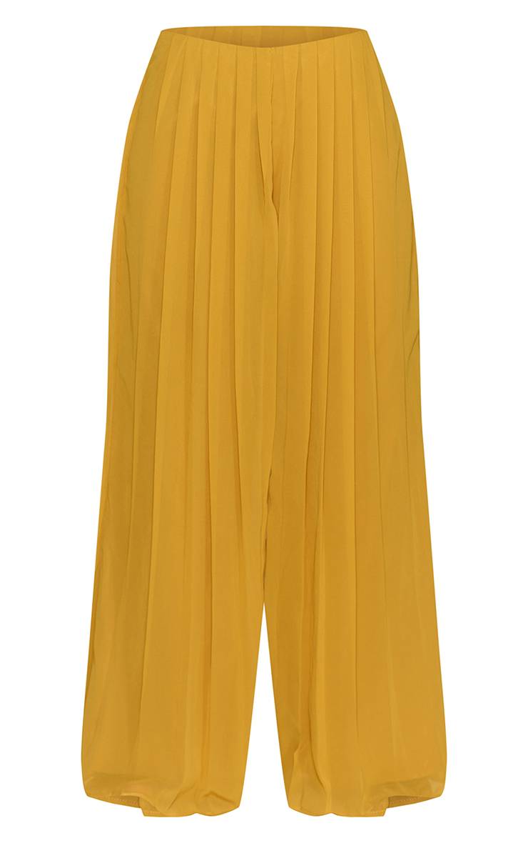 Moutarde Pantalon Plissé Fluide Ensemble Coordonné