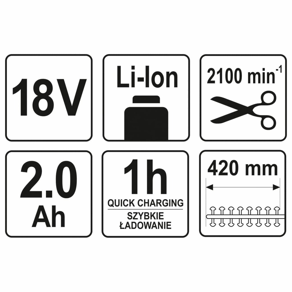 Taille-haie avec batterie li-ion 2,0ah 18v 420 mm