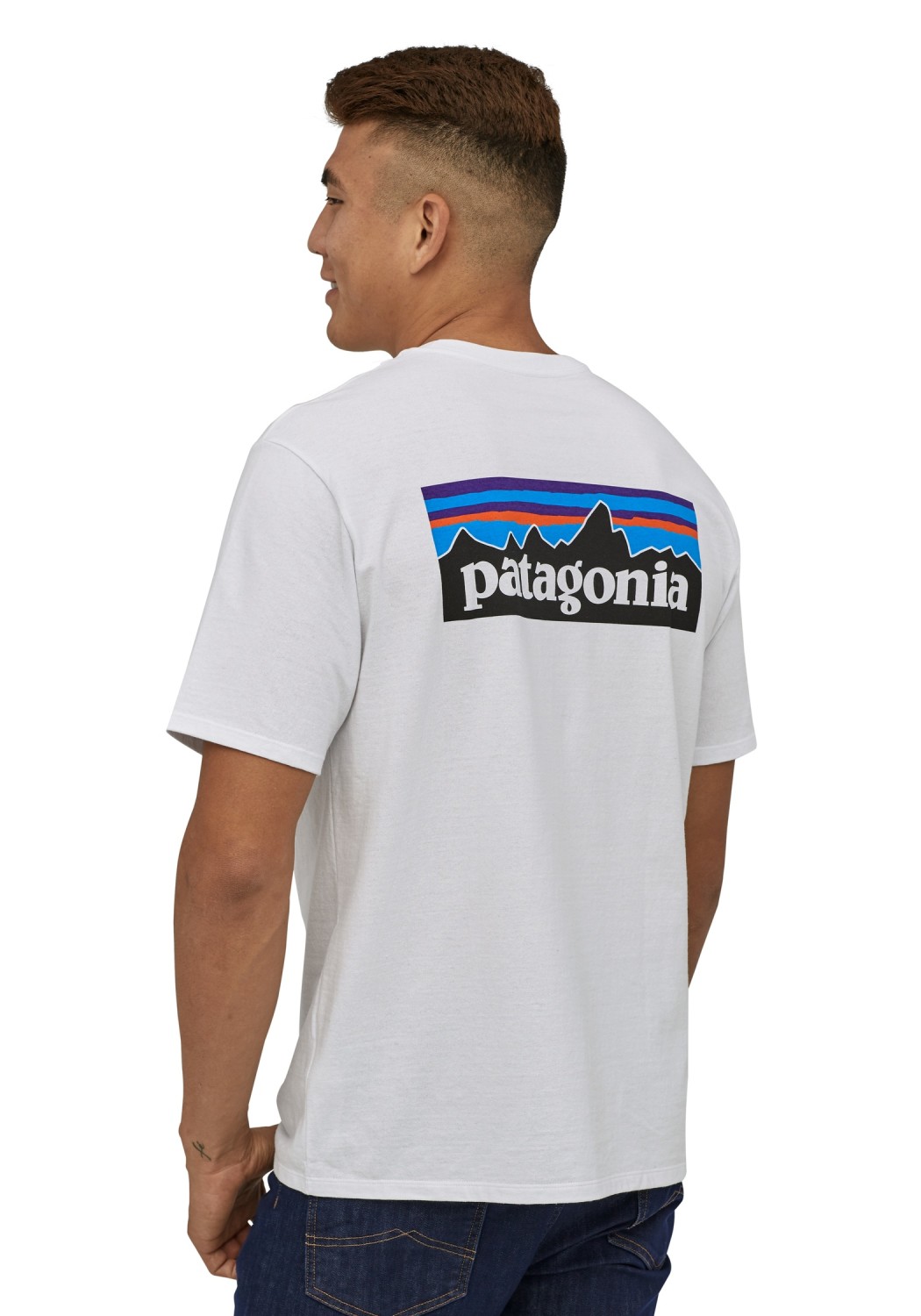 Patagonia T-Shirt M's P-6 Logo Responsibili-Tee White