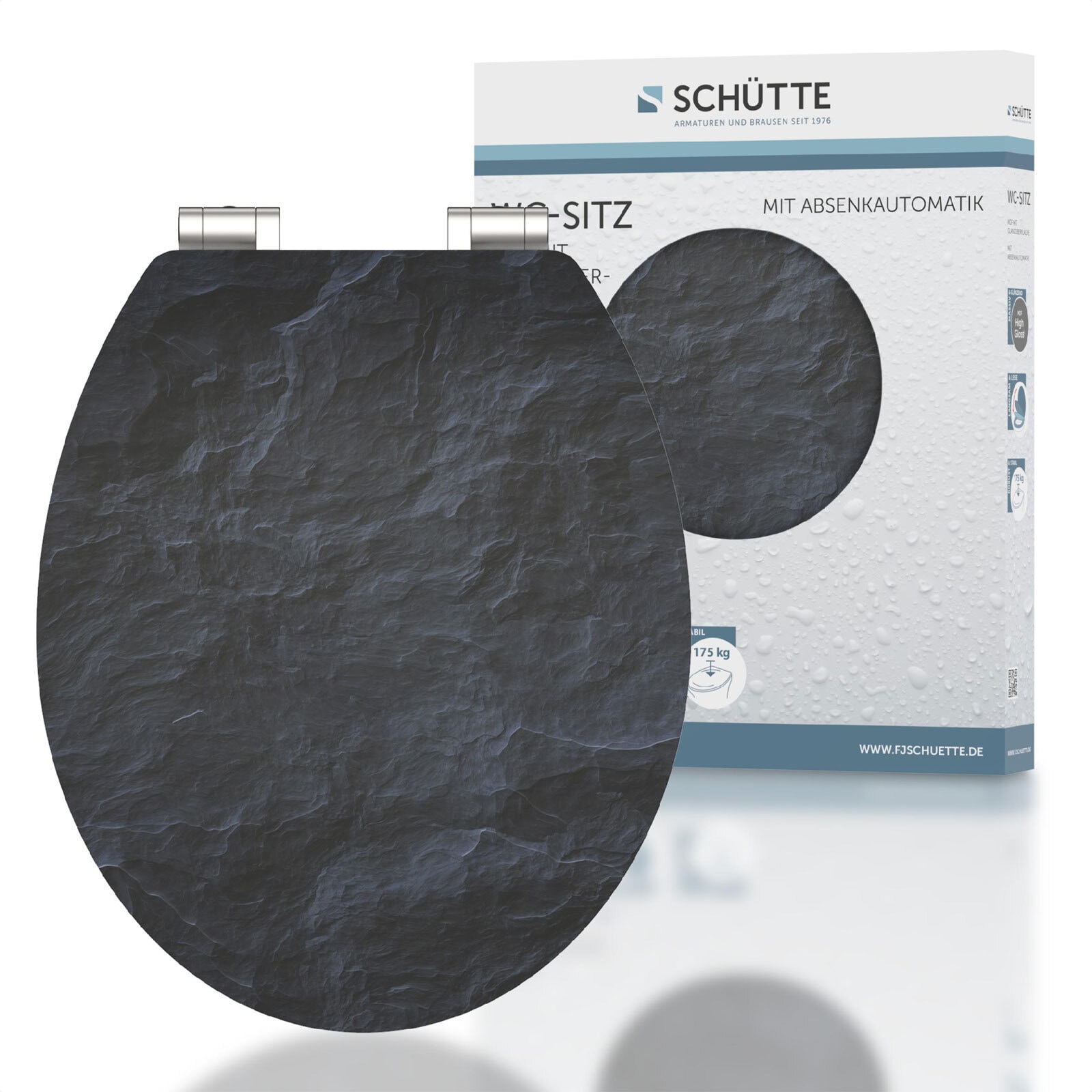 SCHÜTTE WC-Sitz Black Stone High Gloss MDF Absenkautomatik