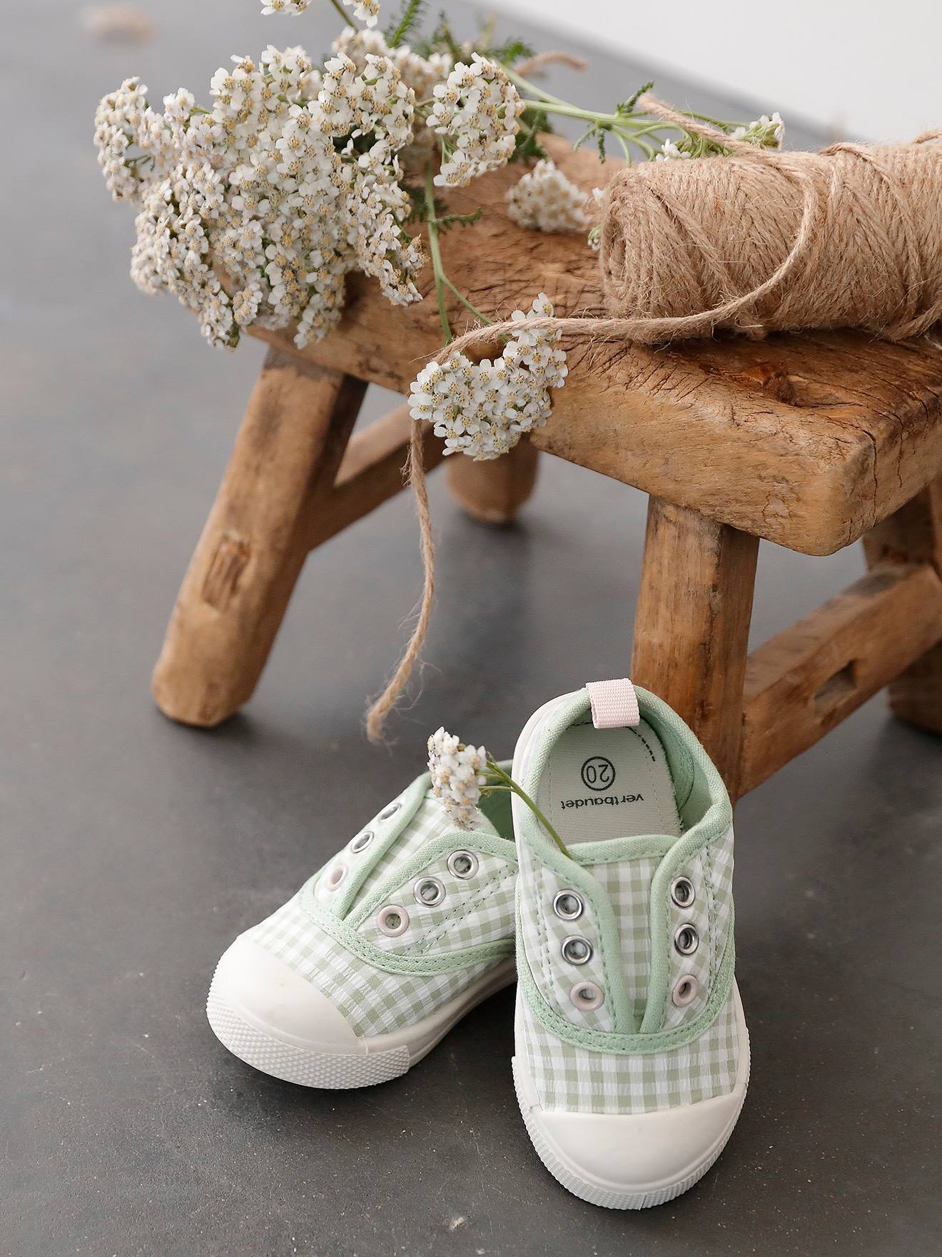Pantufas de tecido elástico para bebê menina, verde salgueiro
