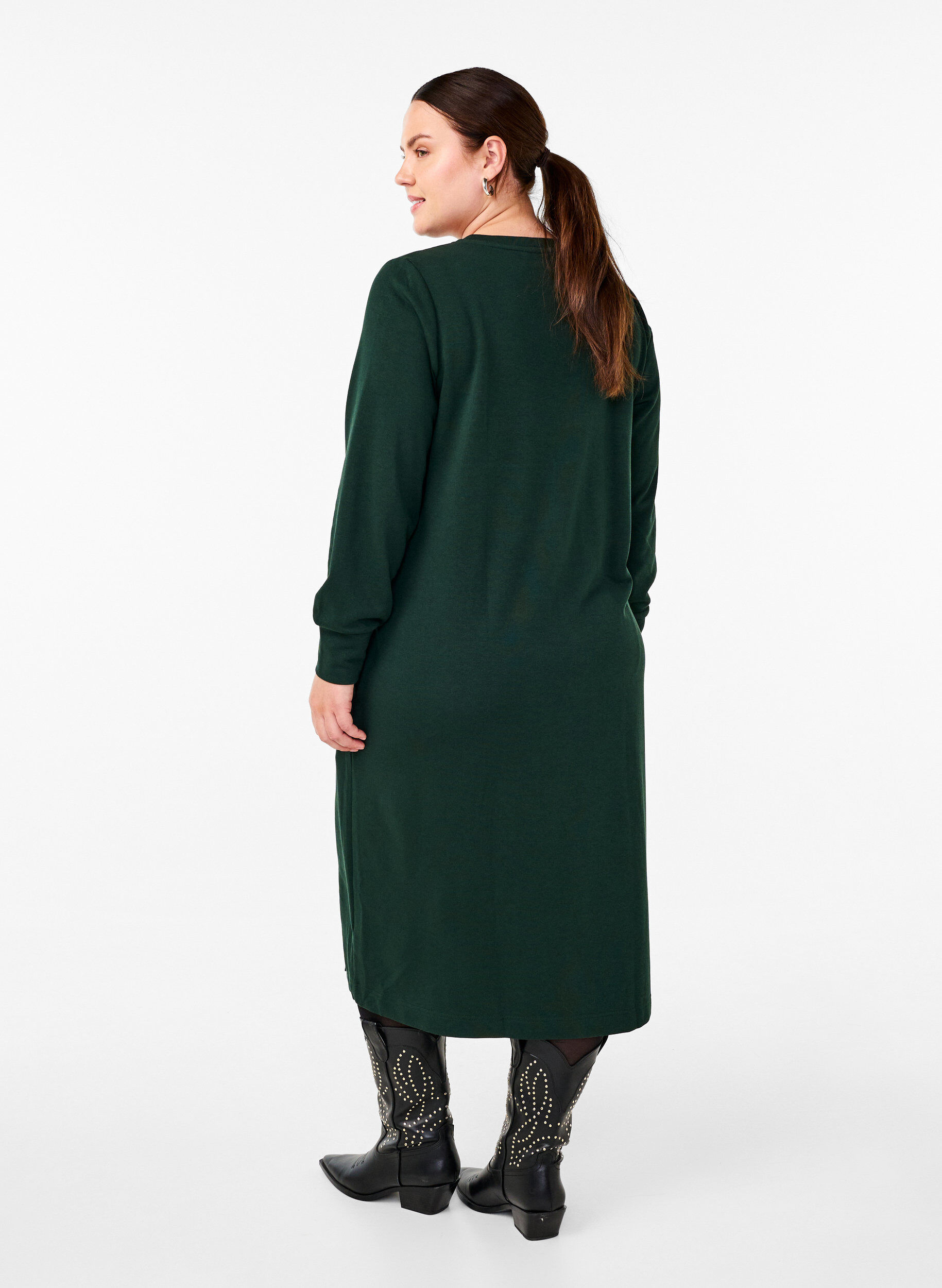Bomulds sweatkjole med lommer