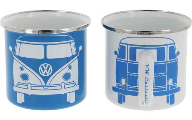 VW Collection T1 Bus Emaille Tassen Set 2 Stück 350 ml