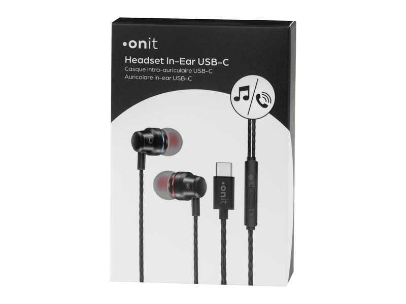onit In-Ear-Kopfhörer USB Typ-C Schwarz Klassischer Kopfhörer für den Lifestyle-Einsatz