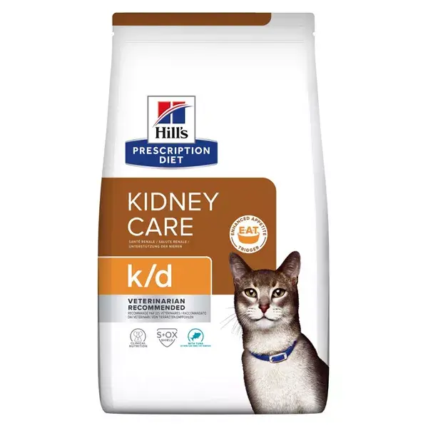 Ração seca Hill's Prescription Diet Feline K/D Kidney Care com atum, 1,5 kg
