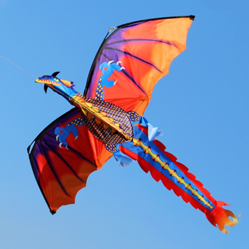 (1.3m) Flug Drachen Herbst Spielzeug Outdoor Flugspielzeug mit Spiralen Streifschwanz - Bunt