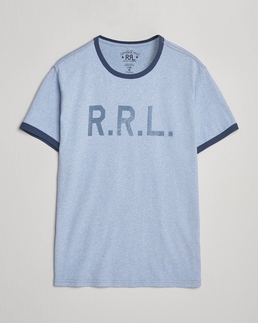 RRL Stencil Ringer T-Shirt Light Blue Heather