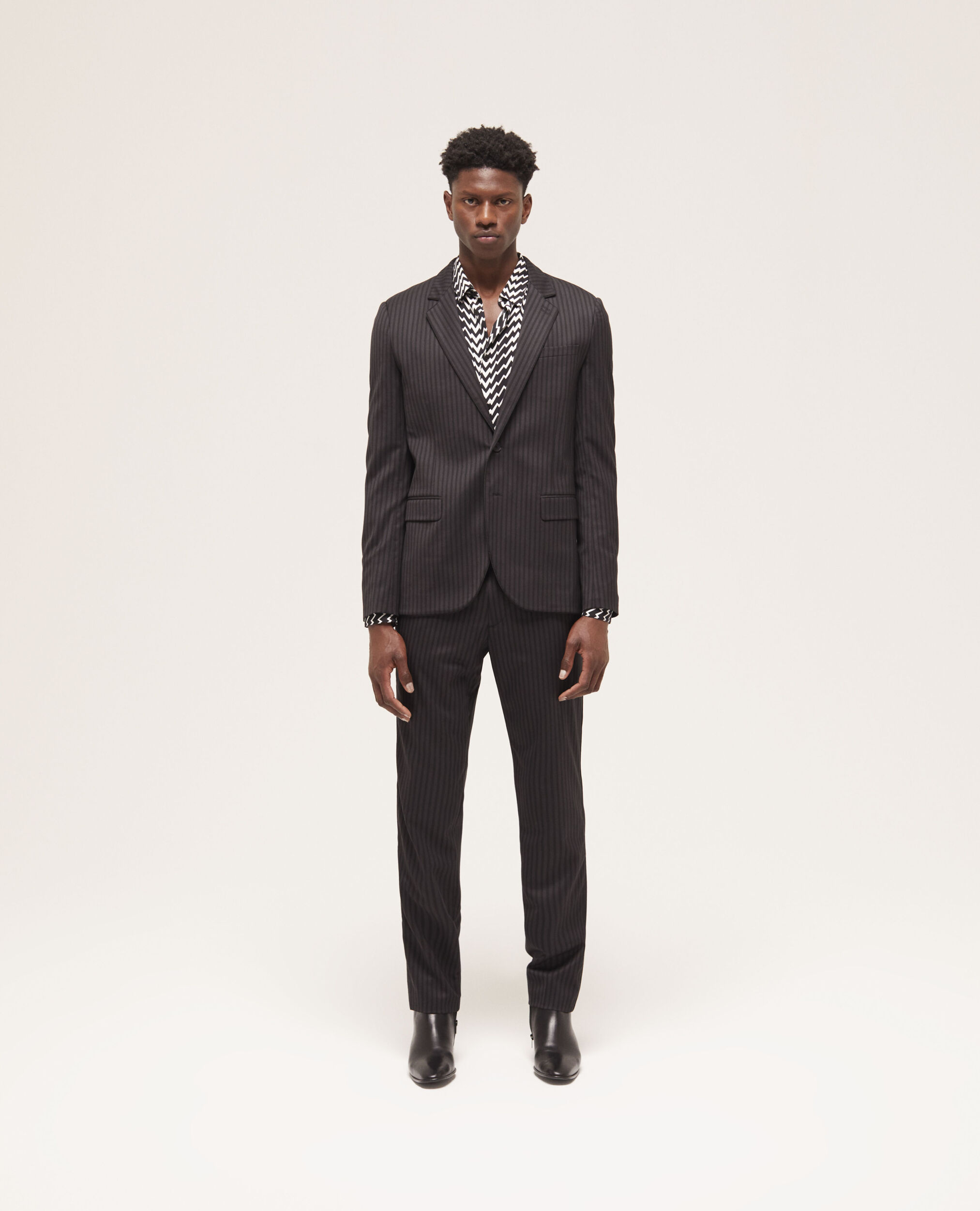 Veste de costume en laine à rayures