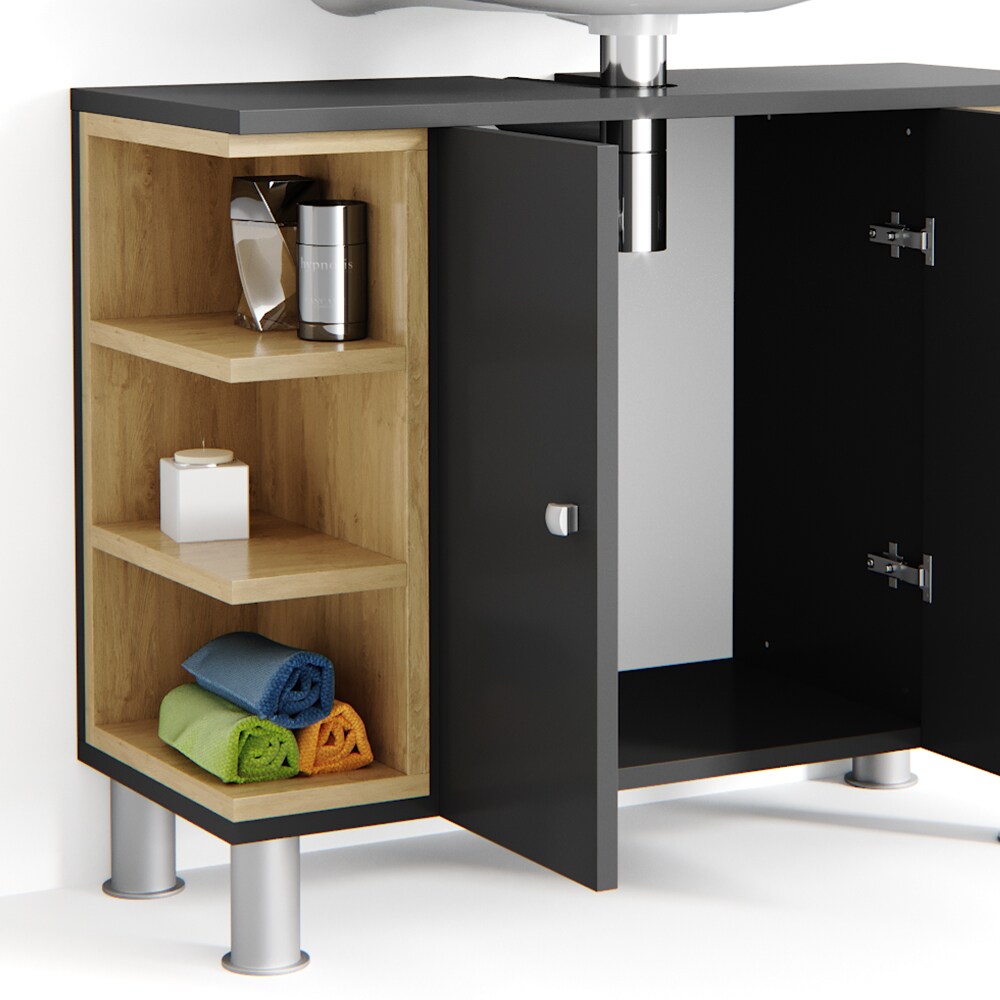Vicco Waschbeckenunterschrank Aquis Waschtisch Unterschrank Eiche Anthrazit
