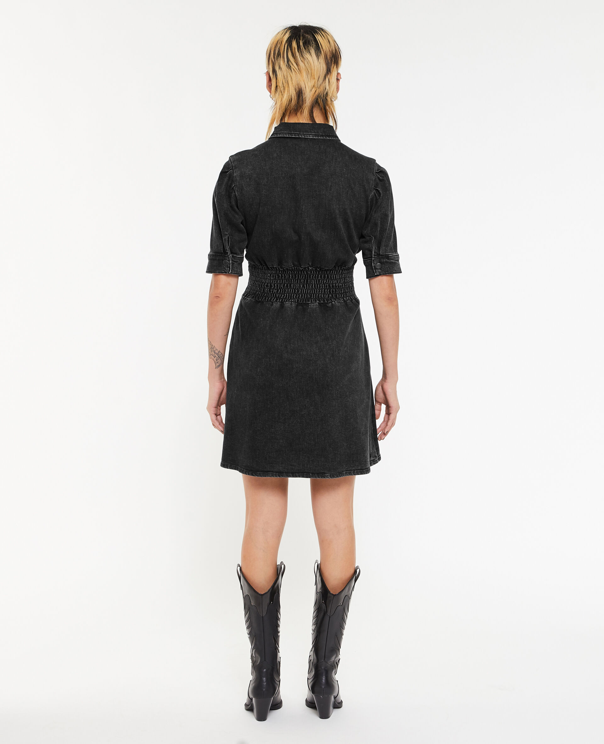Robe cintrée et courte en jean - Gris foncé