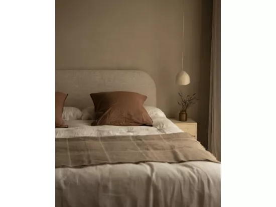 Tête de lit déhoussable en lin beige 160x110cm - MIA - DECOWOOD