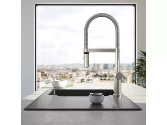 Robinet cuisine VILLEROY ET BOCH Steel expert 2.0 acier massif