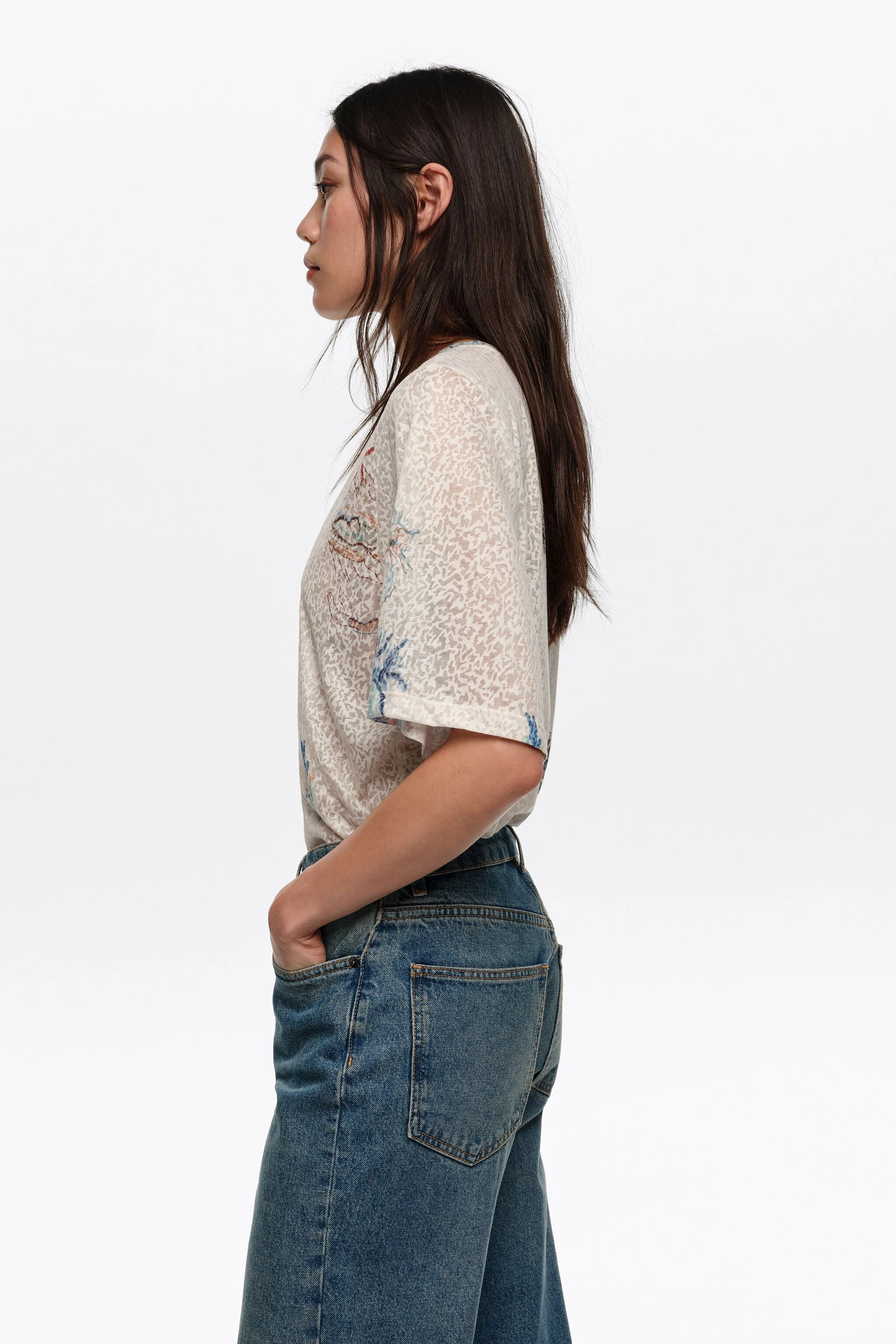 Camiseta reta Seabed devoré off-white