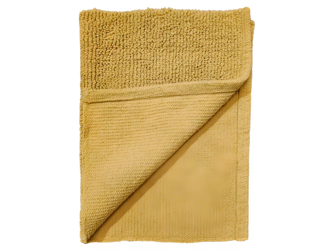 Tapis de salle de bain 40 x 60 cm en coton jaune moutarde - PEPPO