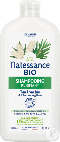 Natessance Bio Shampoing Purifiant Tea Tree Bio Et Kératine Végétale Flacon 500ml