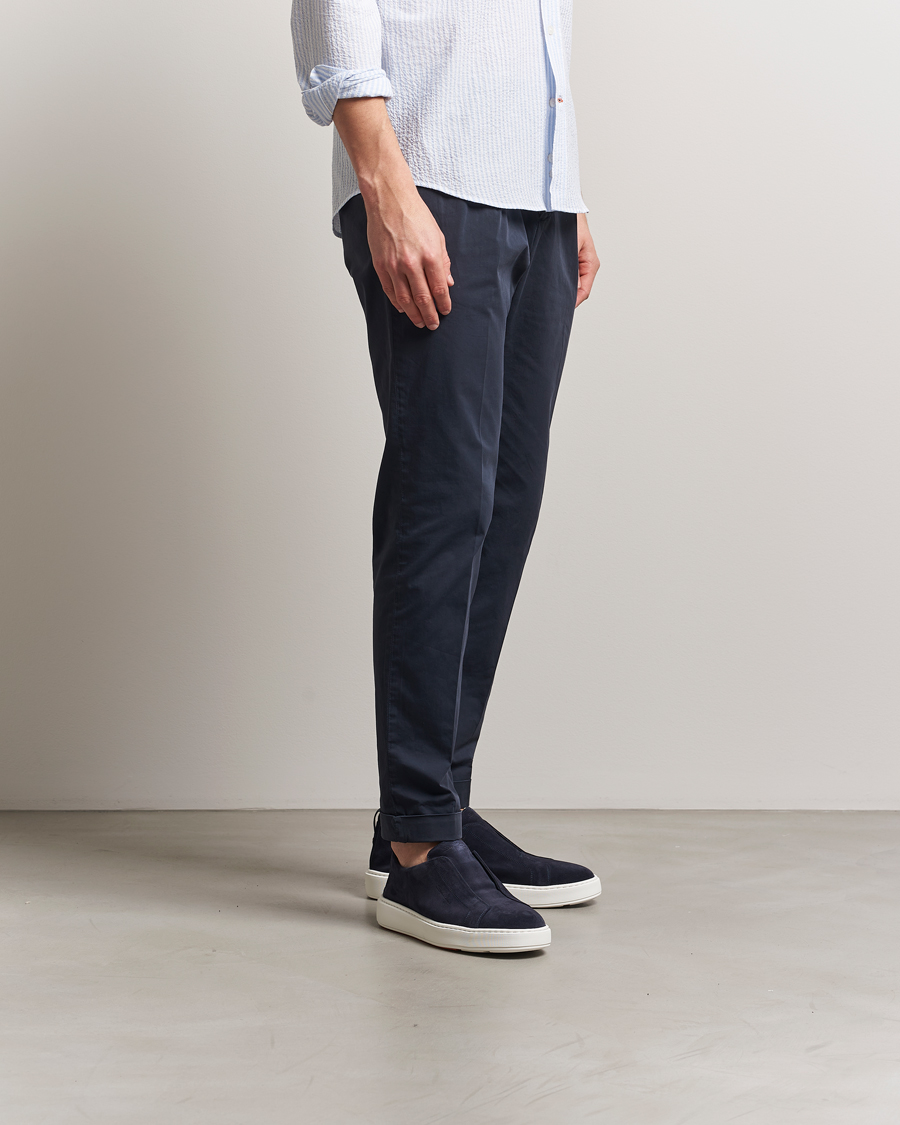 Santoni Cleanic No Lace Sneakers Navy Suede