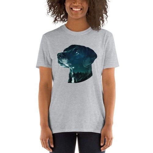 Camiseta feminina Mascochula Starry Night personalizada com a foto do seu pet (cinza)