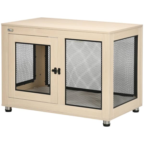 Hundebur Med Pute Allsidig Hundebur Og Kennel Med 2 Dører, For Små Til Mellomstore Hunder, Eik, 94X60X71,5 Cm