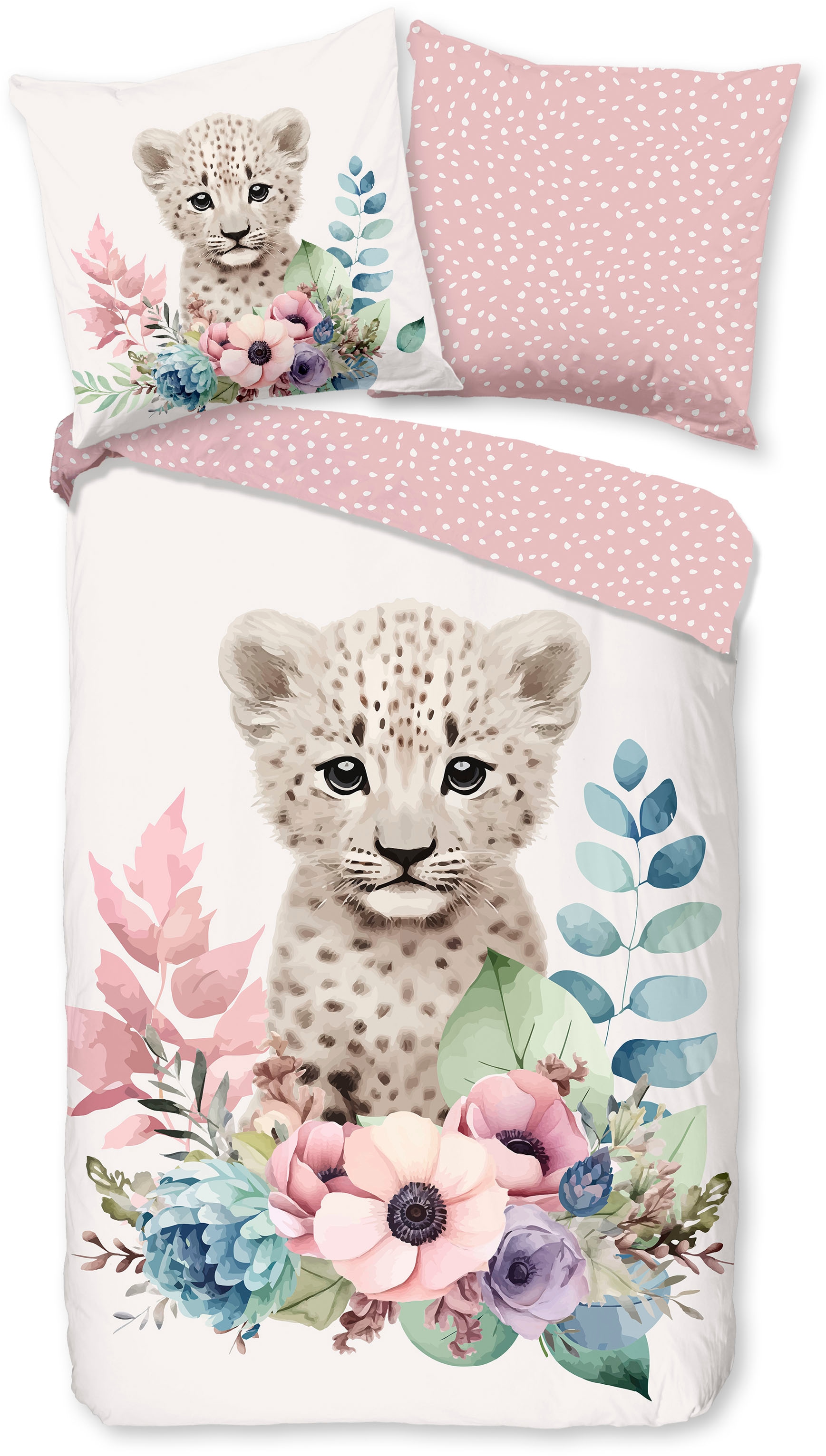 good morning Kinderbettwäsche »Sama« 2 Stk. tlg. Baumwolle, 135x200, Reissverschluss, Wendeoptik, Kind, Mädchen, Tier