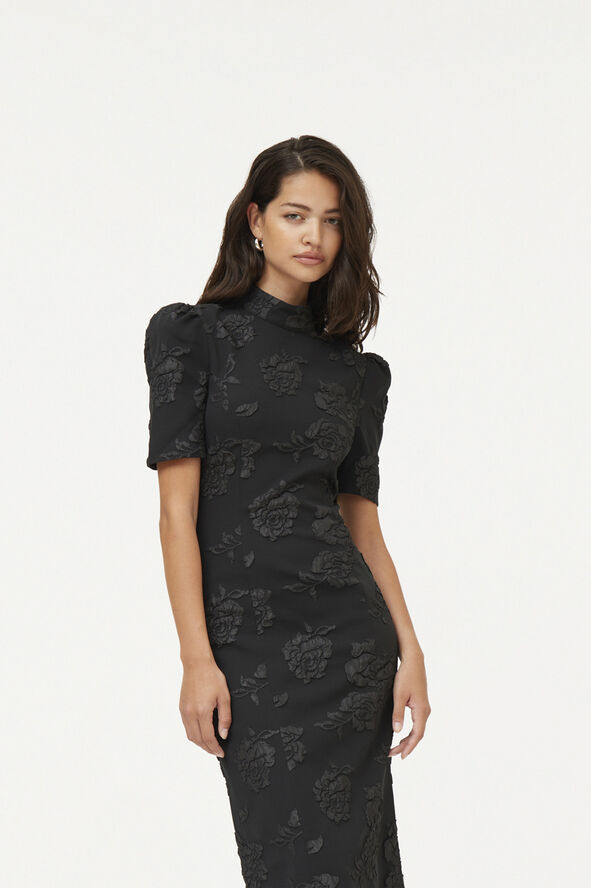 ROTATE Birger Christensen Jacquard Midi Dress Black