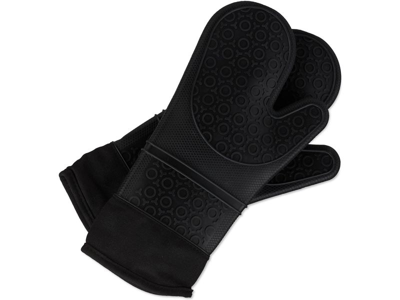 relaxdays Topflappen Schwarz Ofenhandschuhe aus Silikon