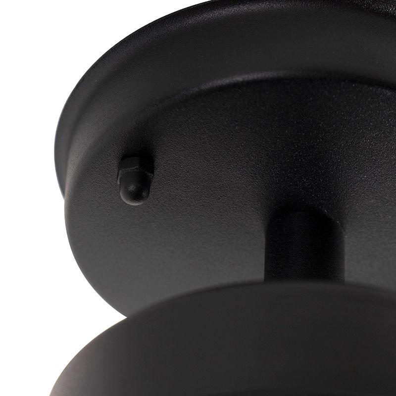 Landelijke buitenplafondlamp zwart met glas IP44 - Elza