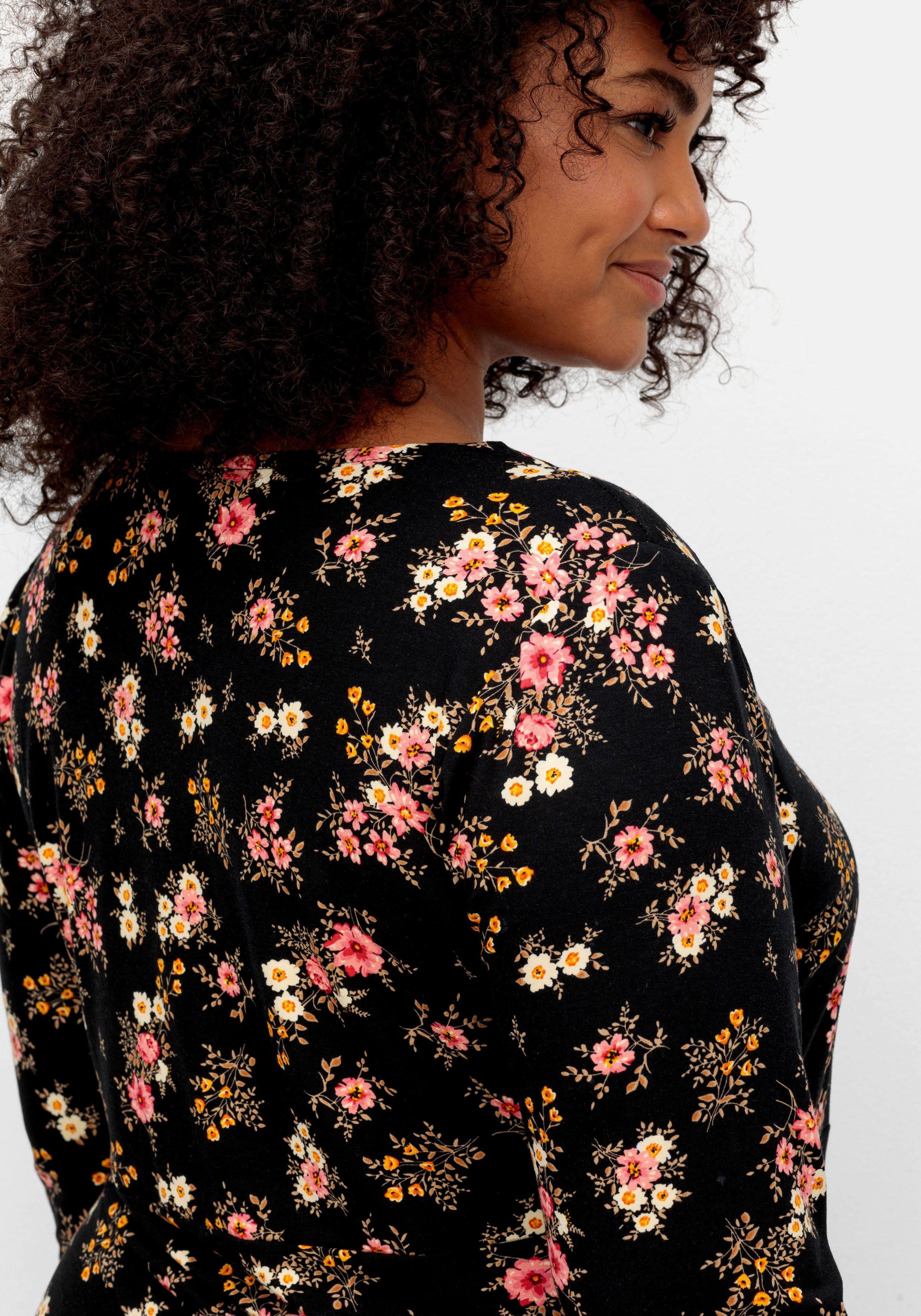 Jerseykleid in Wickeloptik, mit Blumendruck