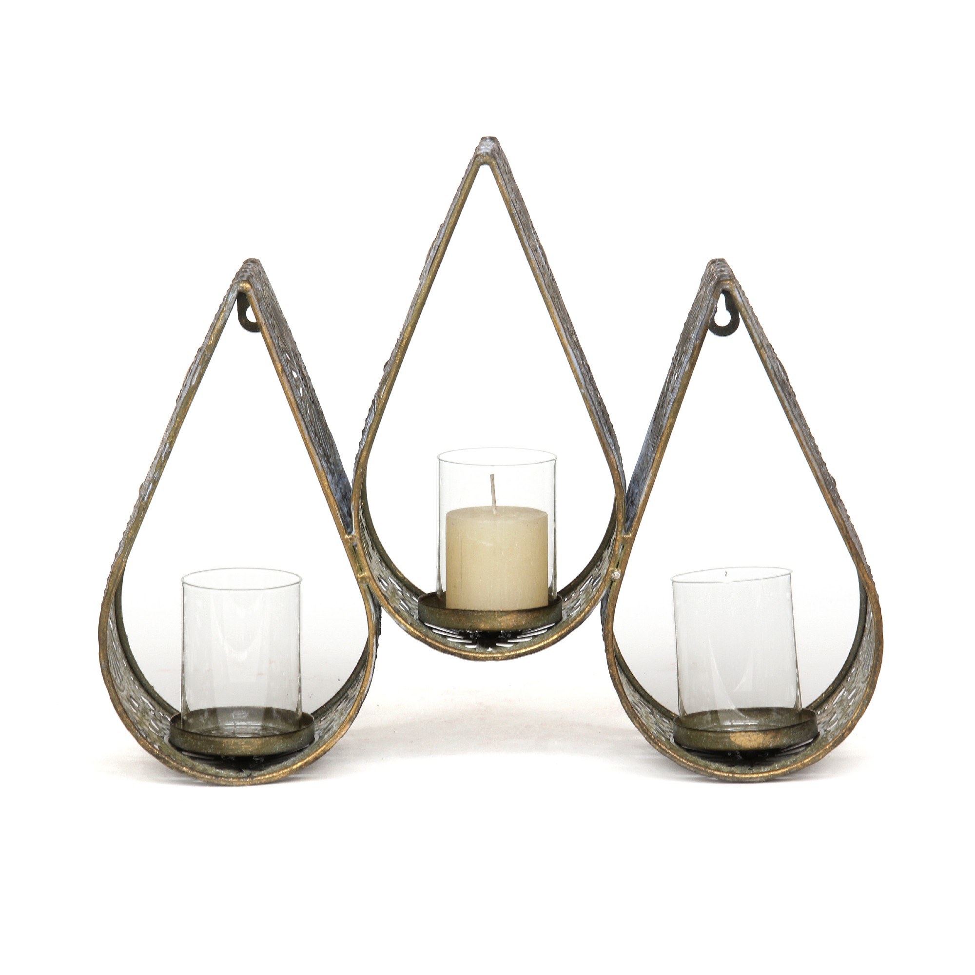 Kerzenwandhalter '3 Kerzen', bronze, T 11 cm, B 36 cm, H 30 cm von fischer's lagerhaus