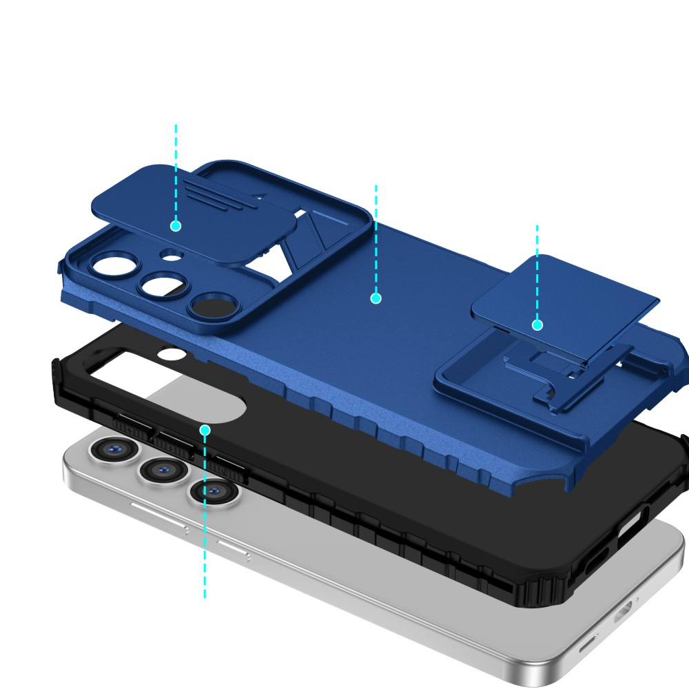 Samsung Galaxy S24 Hybrid Outdoor Hardcase Hülle mit Cam-Slider   Kickstand - Blau (Matt)