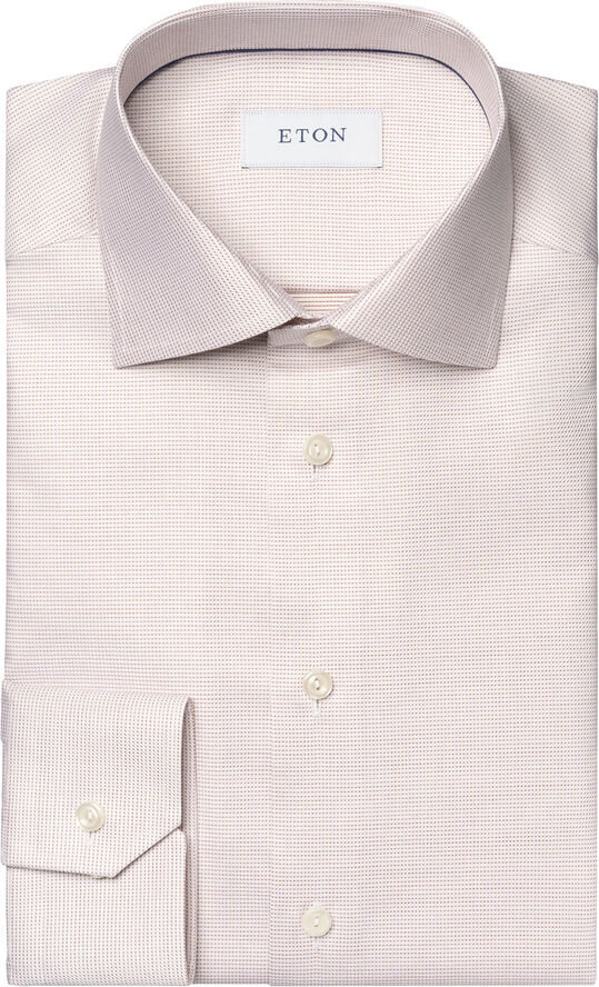 ETON Slim Fit Pink Semi Solid Cotton Tencel Lyocell Shirt Pink